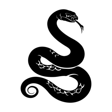 recommend clip art: Snake black silhouette illustration on white background