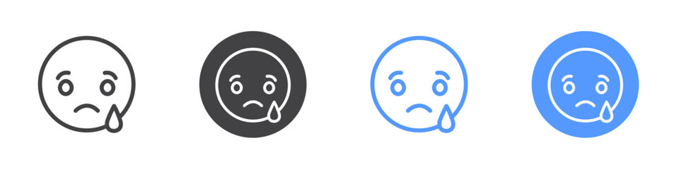 Fototapeta premium Sad Social media emoji icon Logo symbol outline set