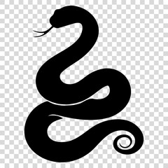 Silhouette of snake. Symbol of 2025 years isolated on transparent background