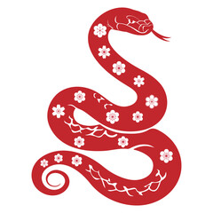 Obraz premium Year of the Snake. Symbol of snake with floral design