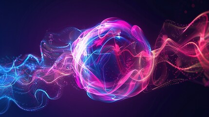 Abstract Sphere with Pink and Blue Glowing Lines