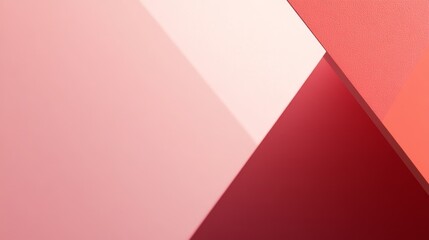 A minimalist abstract composition featuring layered geometric shapes in shades of pink and red, creating a modern aesthetic.