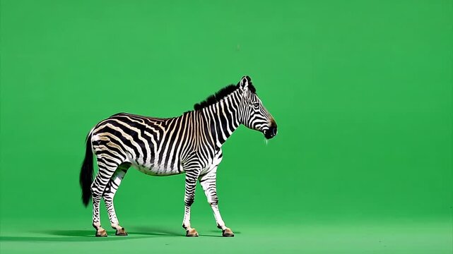 Zebra on a green background