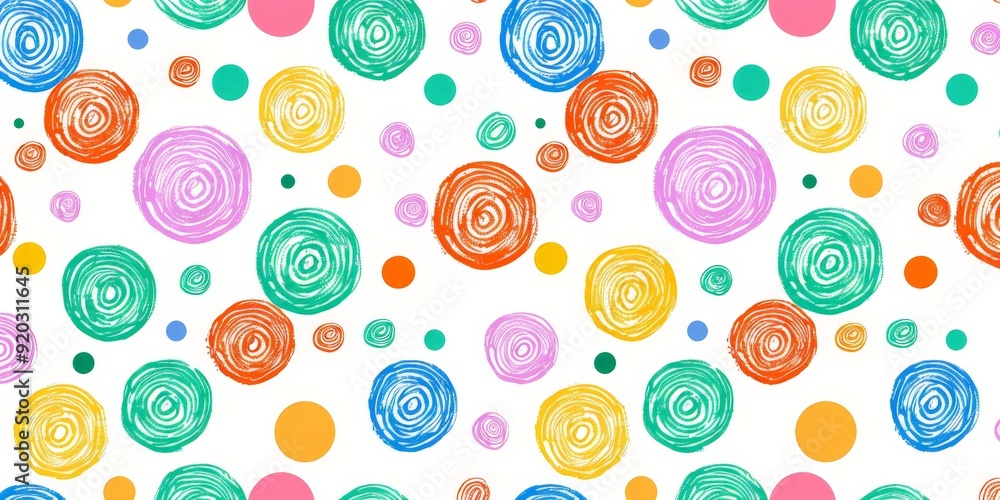 Poster capture stunning detail with this uhd 4k seamless pattern featuring colorful circles in a doodle sty