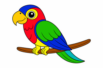 Colorful Parrot Perched on a Branch Vector Illustration Clipart