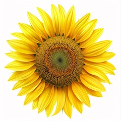 Fototapeta premium Radiant Yellow Sunflower Blossom Isolated on White Background.