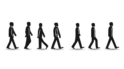 Silhouettes of people walking in various poses, illustrating movement and progression.