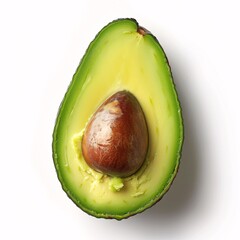 Ripe Green Avocado Halves with Seed on White Background - Fresh and Healthy Food Concept