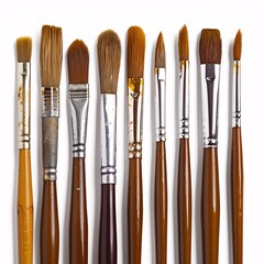 Fototapeta premium Vibrant Artist's Paintbrushes Set on White Background