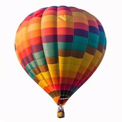Fototapeta premium Vibrant Hot Air Balloon Soaring in White Sky - Concepts of Adventure, Freedom, and Travel | Colorful Balloon Isolated on White Background