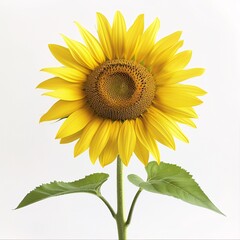 Obraz premium Vibrant Yellow Sunflower Blooming - Close-up View on White Background