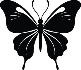 Vector butterfly black silhouette butterfly icon isolated on white background
