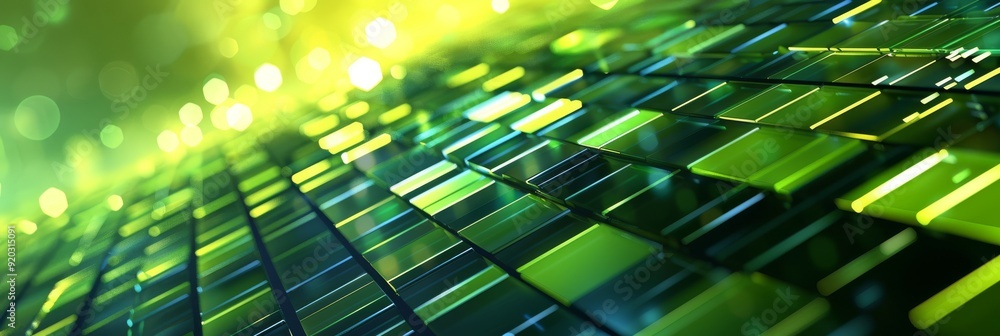 Poster this vibrant and dynamic design showcases glowing green tiles that are ideal for techthemed content 
