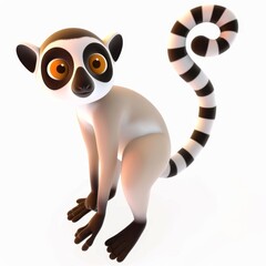 Obraz premium Lemur character in 3D style on a white background 