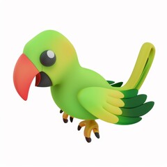 Parrot character in 3D style on a white background
