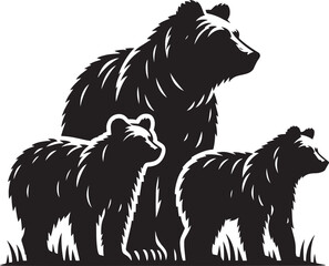 Bear group Silhouette vector illustration isolated on white background