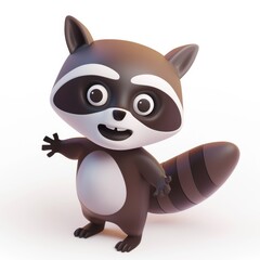 Raccoon character in 3D style on a white background
