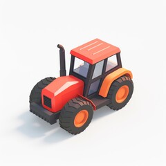 Fototapeta premium Tractor in 3D style on a white background 