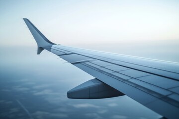 Obraz premium Close-up of an airplane wing design illustrating aerodynamic principles in reducing drag, High-resolution, detailed textures, crisp focus