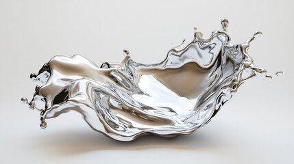 Abstract silver liquid splash isolated on a white background.