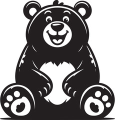 Happy Bear Silhouette vector illustration isolated on white background