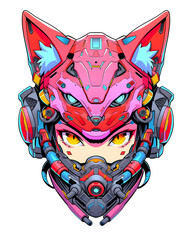 Beautiful womans face wearing cat costume illustration