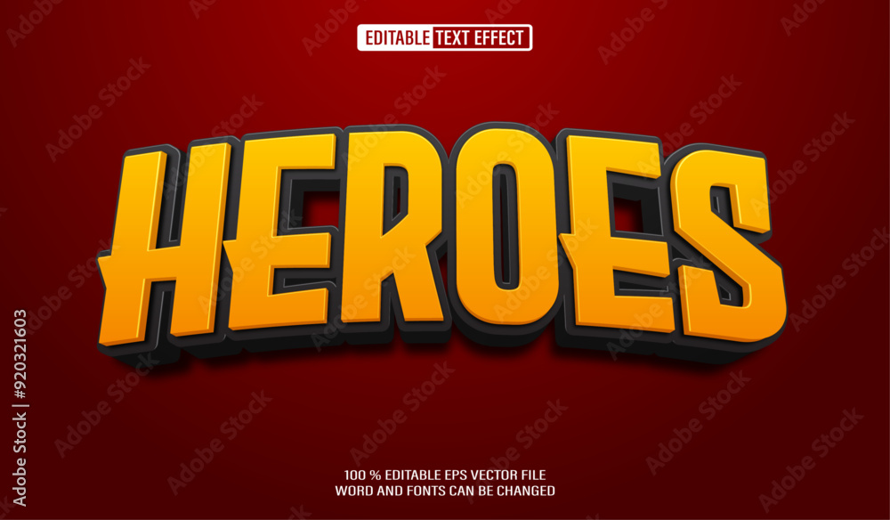 Poster editable 3d text style effect - super heroes comic text effect template