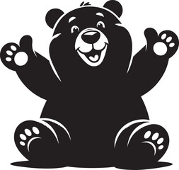 Happy Bear Silhouette vector illustration isolated on white background