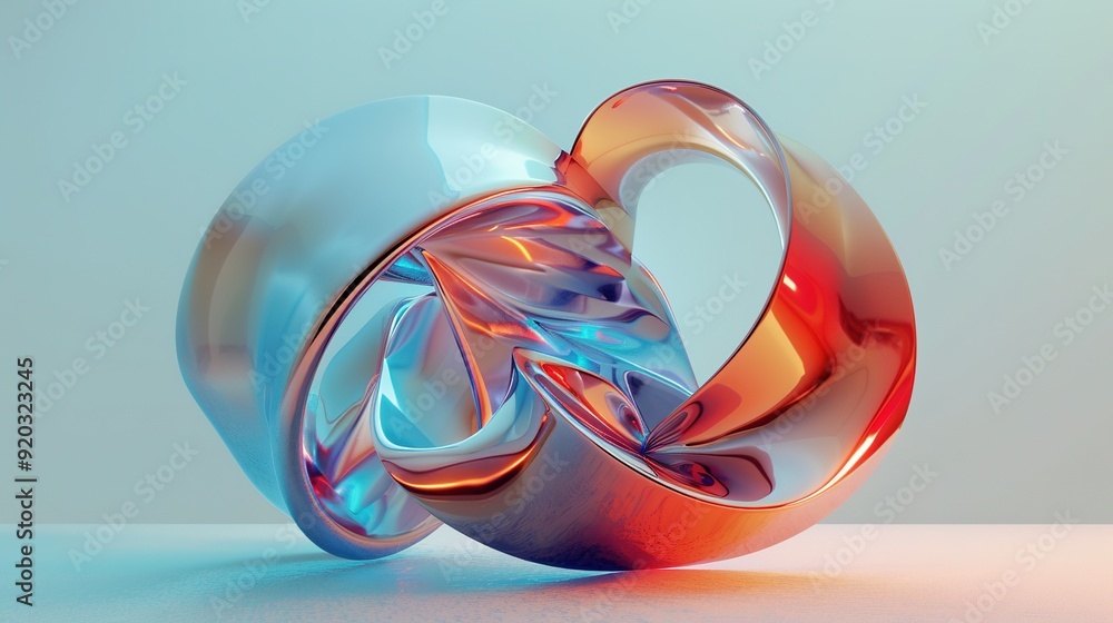 Poster futuristic abstract shape in 3d render