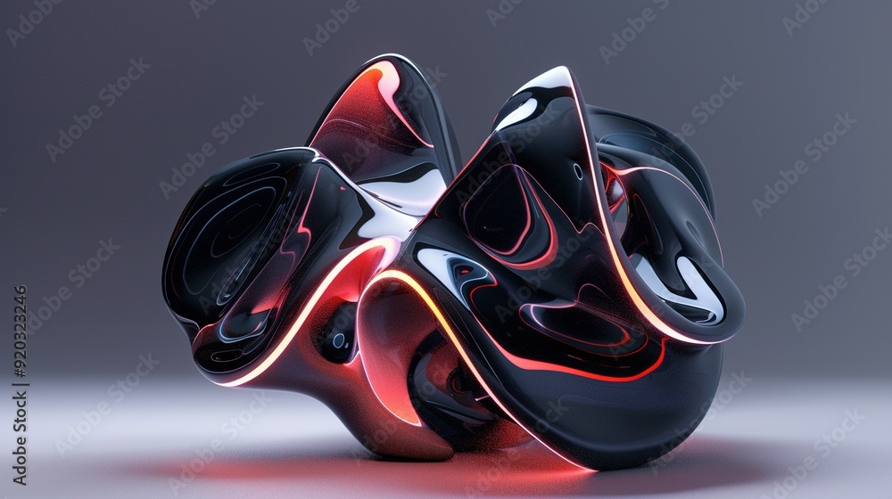 Poster futuristic abstract shape in 3d render
