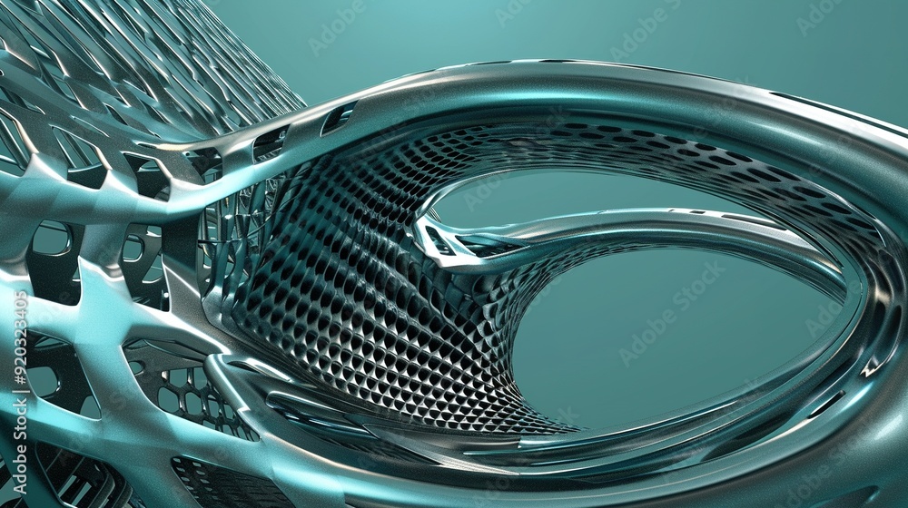 Poster abstract futuristic shape visualized in 3d render