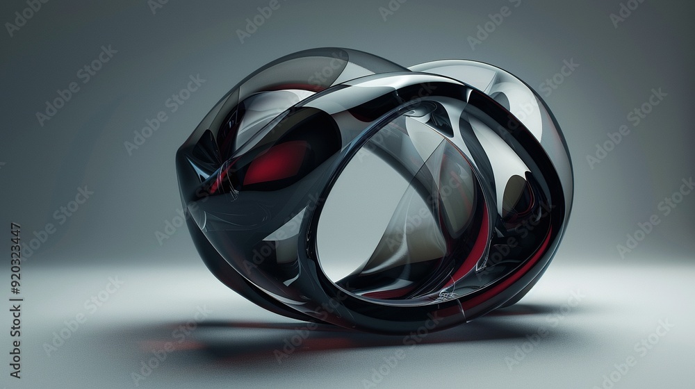 Poster abstract futuristic shape visualized in 3d render
