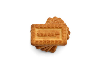 Indian biscuits stacked over white background