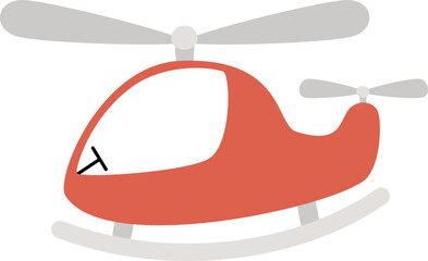 Hand drawn cute helicopter transportation cartoon for kids decoration