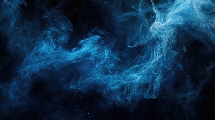 Blue smoke black background. Generative AI