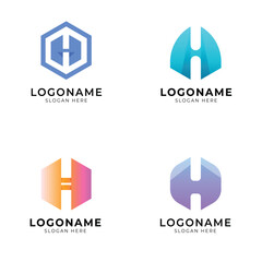 geometric letter h logo set