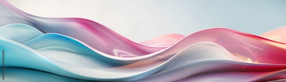 Poster an abstract 3d landscape with undulating waves and vibrant colors, designed to draw the eye to the c