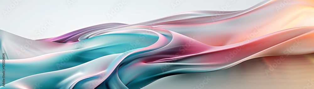 Poster an abstract 3d landscape with undulating waves and vibrant colors, designed to draw the eye to the c