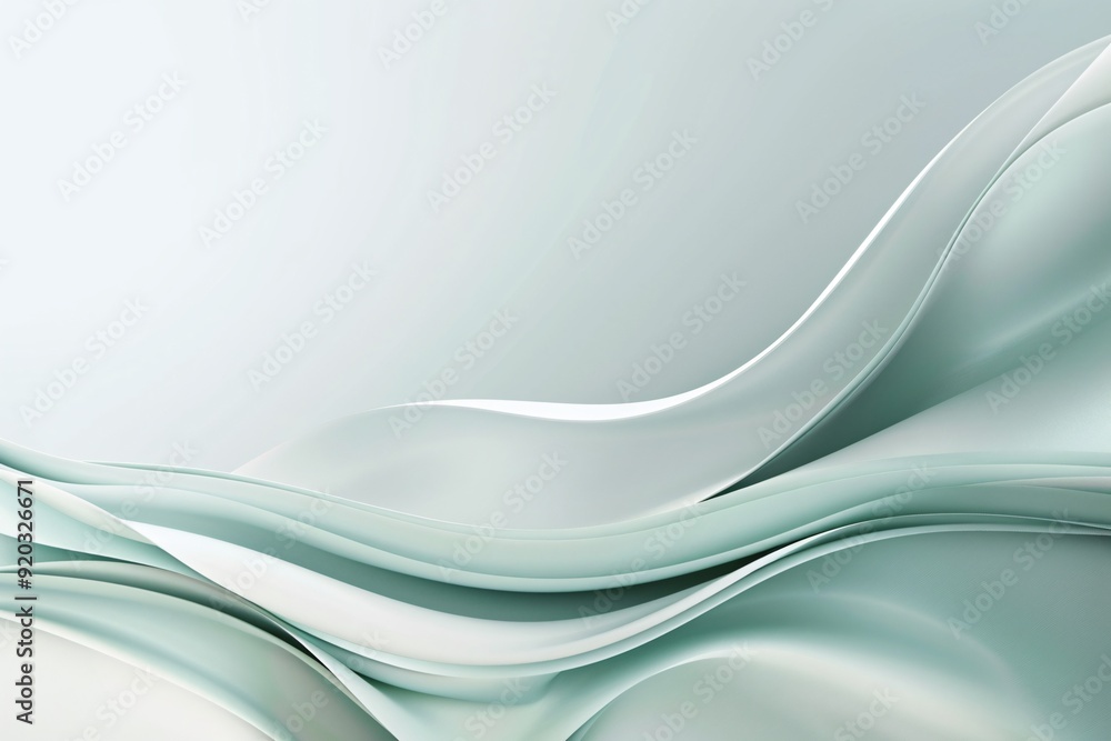 Poster a serene 3d background with smooth, flowing lines and gradients of blue and green, creating a calmin