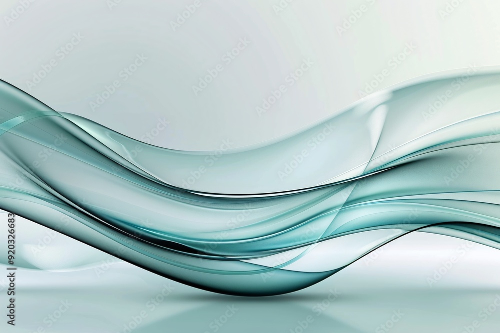 Poster a serene 3d background with smooth, flowing lines and gradients of blue and green, creating a calmin