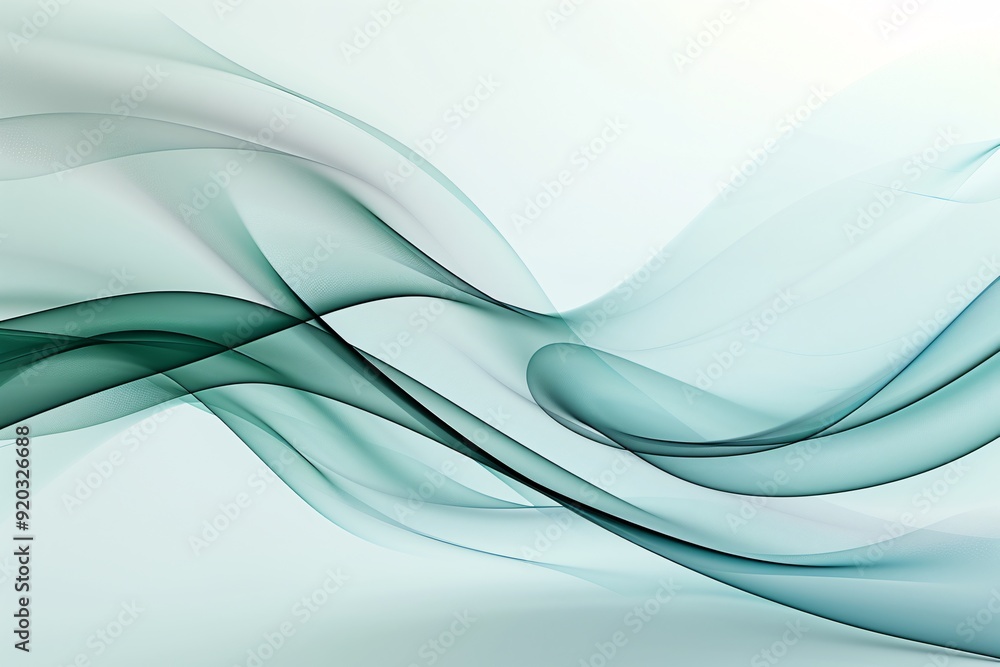 Poster a serene 3d background with smooth, flowing lines and gradients of blue and green, creating a calmin