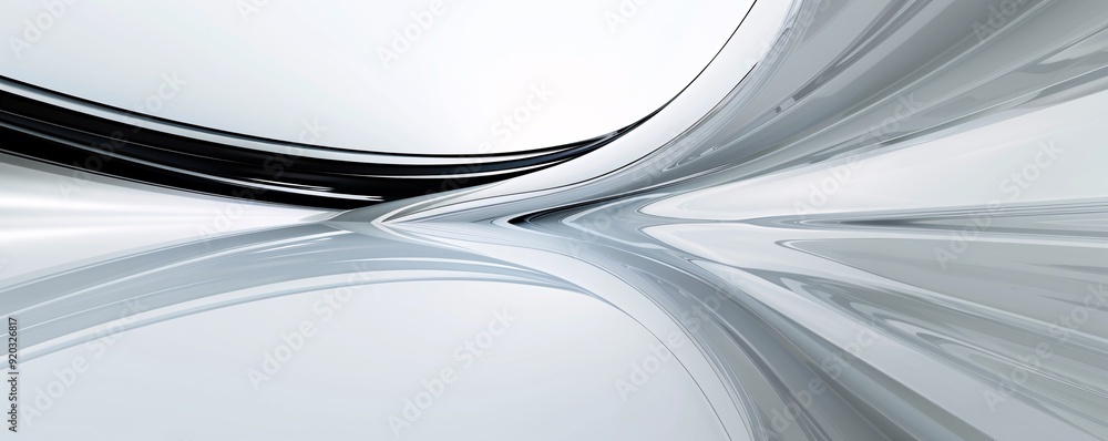 Poster a sleek 3d abstract background with smooth, reflective surfaces and modern design elements, featurin