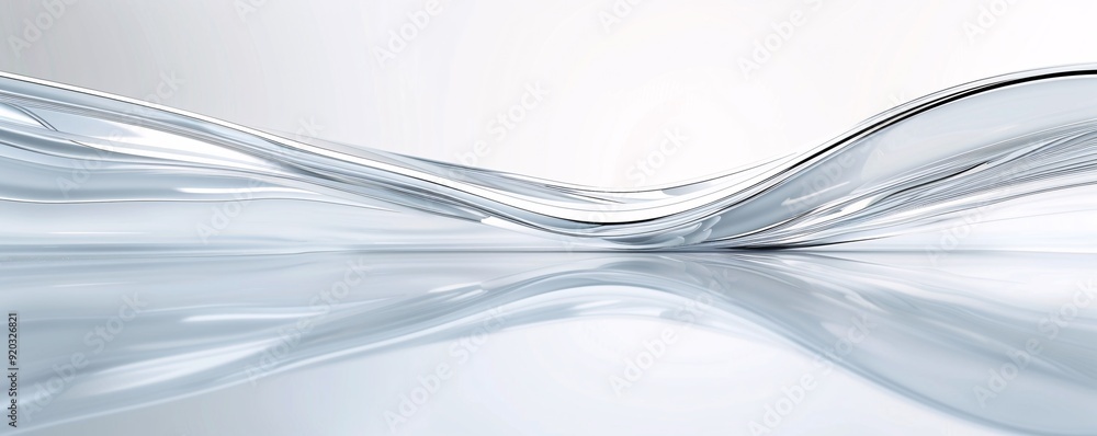 Poster a sleek 3d abstract background with smooth, reflective surfaces and modern design elements, featurin