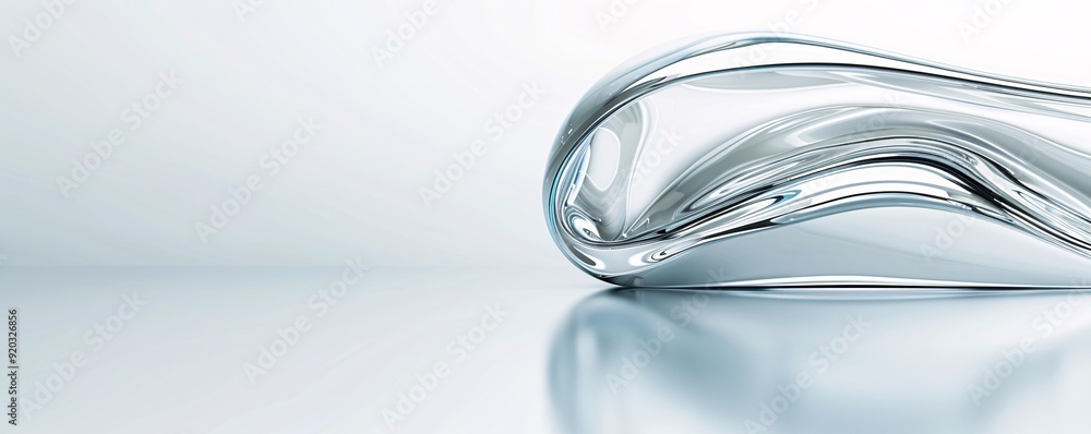 Poster a sleek 3d abstract background with smooth, reflective surfaces and modern design elements, featurin
