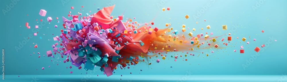 Aufkleber a vibrant 3d explosion of colors and shapes, creating an energetic backdrop with a designated area f