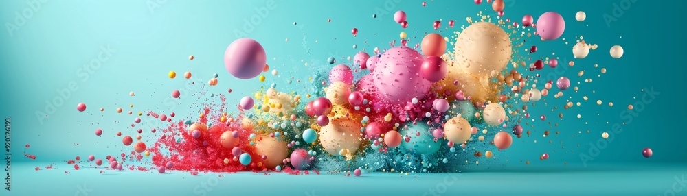 Aufkleber a vibrant 3d explosion of colors and shapes, creating an energetic backdrop with a designated area f