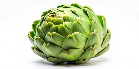 Fototapeta premium Green artichoke on a white background, artichoke, fresh, vegetable, healthy, organic, plant, food, natural, leafy, garden