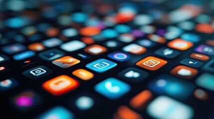 Close-up of Smartphone Screen with Colorful App Icons