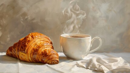 Cocoa croissant white background. Generative AI