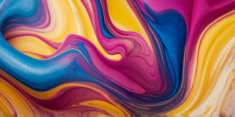 Obraz premium banner of colorful blue, violet, purple, pink and gold liquid texture background